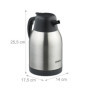 Relaxdays Carafe en Acier Inoxydable, pichet Isotherme pour thé, café, Distributeur, 2 litres, avec poignée, argenté