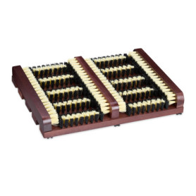 Relaxdays Grille Gratte-Pieds en Bois, antidérapant, brosses en Plastique, pour intérieur et extérieur, Marron foncé