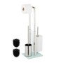 Relaxdays Serviteur WC, Non Fixe, Brosse et Porte-Brosse, H x L x P : 64,5 x 24 x 18 cm, argenté