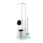 Relaxdays Serviteur WC, Non Fixe, Brosse et Porte-Brosse, H x L x P : 64,5 x 24 x 18 cm, argenté