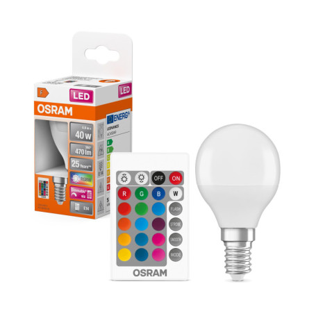 OSRAM Ampoule LED | Culot: E14 | Blanc chaud | 2700 K | 4.9 W | équivalent à 40 W | LED Retrofit RGBW avec télécommande