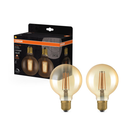 OSRAM 1906 Édition Vintage, E27-base, verre doré ,Blanc chaud (2400K), 725 Lumen, Remplacement de la traditionnelle 55W-Ampoules