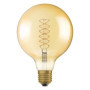 OSRAM Vintage 1906 gold tinted LED lamp, 7W, 600lm, globe shape with 125mm diameter & E27 base, warm white light, spiral filamen