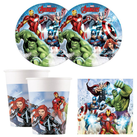 Procos 10215304DY - Set de fête Avengers Infinity Stones, 52 pièces de vaisselle jetable pour anniversaire d'enfant et fête à th