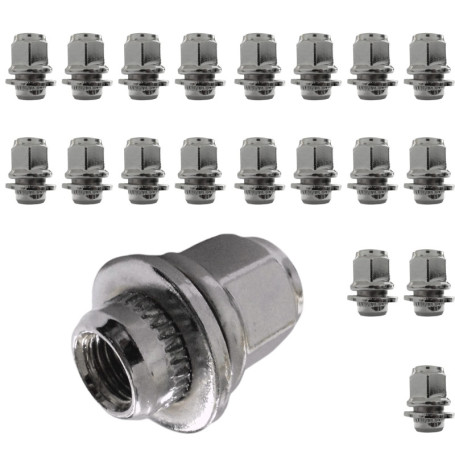 Lot de 20 écrous de roue pour jantes originales en aluminium M12 x 1,5 écrou plat SW21 compatible avec Toyota, Citoren, Fiat, Mi