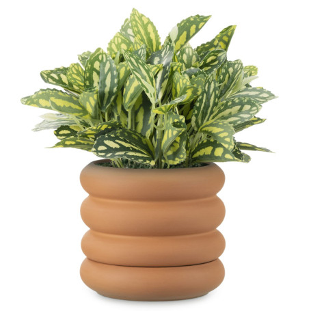 Navarsi Pot de Fleur - Pot Plante intérieur en Terre Cuite 26 x 16 x 4cm avec Base Soucoupe Amovible - Pot Fleur Interieur Exter