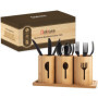 Nakass Porte-couverts en bambou 4 pièces en bois - Organisateur d'ustensiles de cuisine pour décoration de table à manger - Réci