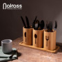 Nakass Porte-couverts en bambou 4 pièces en bois - Organisateur d'ustensiles de cuisine pour décoration de table à manger - Réci