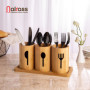 Nakass Porte-couverts en bambou 4 pièces en bois - Organisateur d'ustensiles de cuisine pour décoration de table à manger - Réci