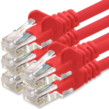 1aTTack.de Câble Réseau Cat6 Cat 6-5x 0,25m - RJ45 Ethernet LAN DSL Routeur Modem - Rouge