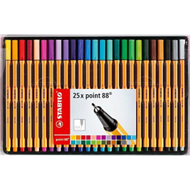 STABILO point 88 Lot de 25 stylos fineliner