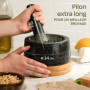 Praknu Mortier et Pilon de Cuisine Granit - Grand 400ml - Pour les épices et les herbes - Avec dessous de plat en bois FSC® N004