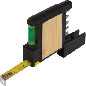 Mètre ruban SCREWY de 3 m, outil multifonction avec mètre ruban, niveau à bulle intégré, tournevis (5 bits) et plaque en bambou,
