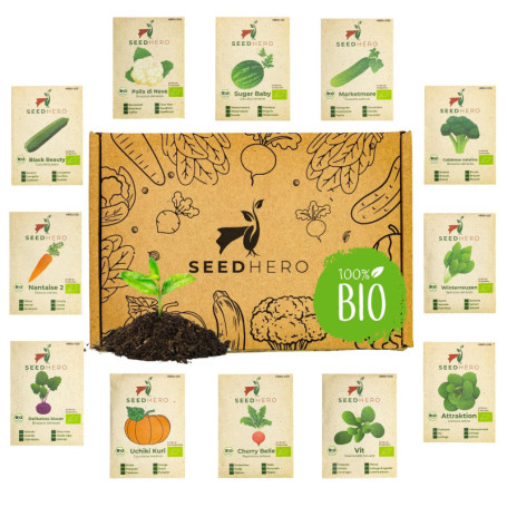 Set de graines de légumes BIO - 12 sortes de graines de légumes issues de l'agriculture biologique, graines résistantes aux grai