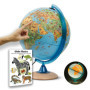 ORBIT Globes & Maps - Globe pour enfants - Globe de 25cm avec pied en bois, carte de France avec de nombreuses illustrations pou