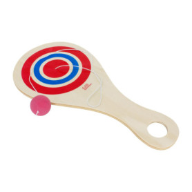 3267 Lot de balles de paddle rétro, jeu de capture en bois naturel, le plaisir des loisirs pour le jardin et la plage