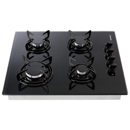 Arebos Table de cuisson à gaz 4 feux | Cuisinière à gaz vitrocéramique 60 cm avec protection automatique des flammes | Gaz natur