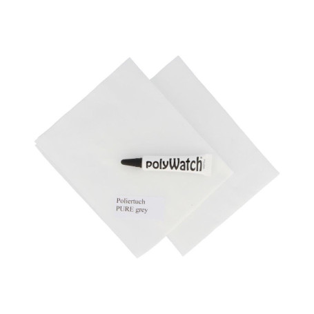Pâte à polir PolyWatch avec 2 chiffons de polissage gris pur