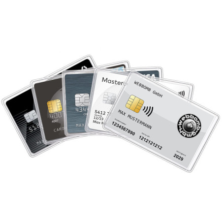Lot de 5 pochettes transparentes pour cartes d'identité, cartes bancaires, cartes de crédit, cartes de conduire, permis de condu