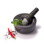 Supremery Mortier et pilon XXL en granit - Grand mortier en pierre - 16 cm - Pour épices, pesto et herbes - Pilon avec maillet -