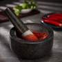Supremery Mortier et pilon XXL en granit - Grand mortier en pierre - 16 cm - Pour épices, pesto et herbes - Pilon avec maillet -
