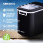 Arebos Machine à glaçons | 12 kg / 24 h | 10-15 minutes de production | 2 tailles de glaçons | Réservoir d'eau de 2,2 litres | M