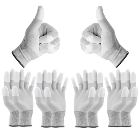 Minadax ESD Gants antistatiques Finger-TIP – 5 paires Taille XL/10 – Pour réparation, montage et nettoyage en électronique, méca