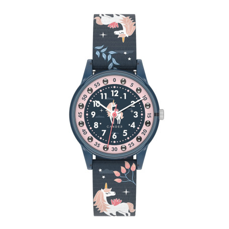 Cander Berlin MNA 4030 M Montre d'apprentissage analogique pour enfant 3 ATM Étanche Motif licorne Turquoise, bracelet