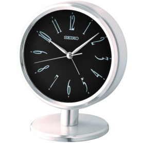 Seiko QHE186S Horloge de cheminée ronde à quartz avec cadran transparent Argenté