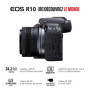 Canon EOS R10 Appareil Photo Hybride Format APS-C 24 Mpixels Noir Plus Objectif Canon RF-S 18-45mm F4.5-6.3 is STM Standard