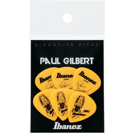 Paul Gilbert Signature Pick, Short Teardrop shape, Heavy (1.0mm), Polyacetal, Color: Yellow, 6-Pack