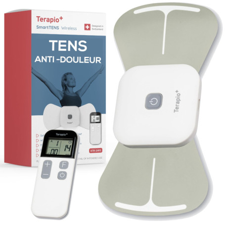 TERAPIO Électrostimulateur Anti Douleur TENS Sans Fil. Appareil TENS Portable. Neurostimulateur Musculaire avec Télécommande. Re
