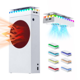 Mcbazel Xbox Series S Ventilateur de Refroidissement Housse Anti-Poussière avec 7 Effets d'éclairage RVB, Support 3 Vitesses/USB