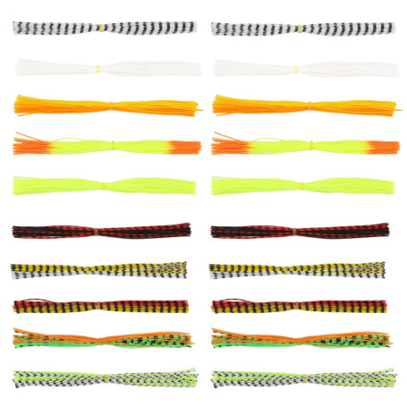 Briny River Lot de 20 jupes en silicone à 40 brins - Jigs de rechange - Pour la fabrication de leurres de pêche - Jupe souple po