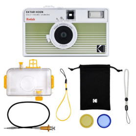 KODAK EKTAR H35N Kit Premium Appareil Photo Demi-Cadre, 35 mm, réutilisable, sans Mise au Point, Fonction Ampoule, Filtre étoile