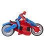 SPIDER-MAN Hasbro- Marvel Arachno-Moto Lance Figurine de 10 cm et 2 Toiles, F68995L1, Multicolore