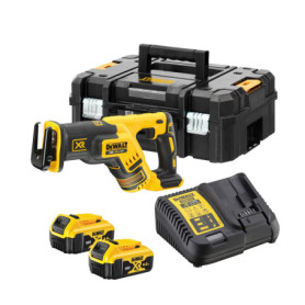 DeWalt Scie Sabre Compact Brushless XR 18V 5 Ah - DCS367P2-QW - Scie Électrique sans Fil avec Coffret TSTAK, 2 Batteries et Char