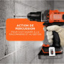 BLACK+DECKER Marteau perforateur sans fil 18V POWERCONNECT, couple 45Nm, 2 vitesses, éclairage LED, mandrin sans clé, sans batte