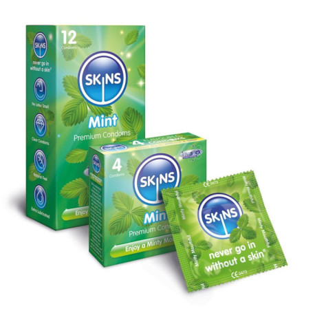 Premium Skins Préservatifs aromatisés à la menthe Big Box- Préservatifs ultra fins aromatisés pour la bouche et les rapports sex