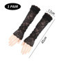 JTMKYO 1 paire de gants en dentelle pour femme, noirs, mitaines sans doigts, gants en maille pour femme, gants de protection sol