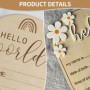 YSJCHEBS 2 Pièces Bébé Souvenirs Hello World Logo Copeaux De Bois Nouveau-Né Lettre Tableau D'Affichage Bébé Douche Copeaux De B