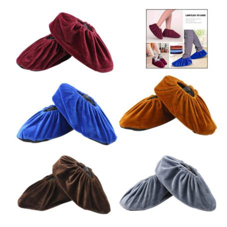 iPobie 5 Paires Couvre-Chaussures, Surchaussures Lavable Tissus Housse Réutilisable Lavable en Flanelle