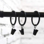 OFKPO Lot de 20 Clips pour Rideaux Clips, Antirouille Anneaux de Rideaux avec Pinces Metal Rideau Clips Crochet - Noir