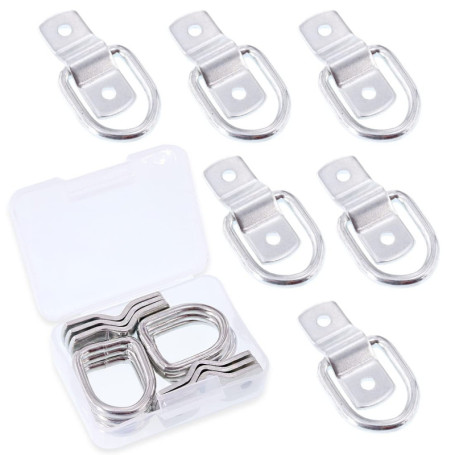 Swpeet Lot de 6 ancrages d'arrimage en Acier Inoxydable avec Anneau en D de 0,6 cm pour Charges sur camions, remorques, Bateaux,