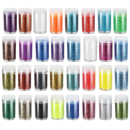 32 Pièces Poudre Brillante, Paillettes pour Loisirs Creatifs pour Les Enfants et Adultes, Utilisé pour faire des cartes, des déc