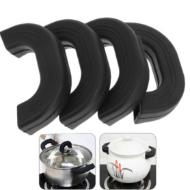 JJiaoLinin Poignée De Marmite Silicone, 2 Paires Poignée de Casserole en Silicone, Support de Poignée en Silicone, pour Poêles P