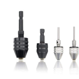 TOVOT 4 Pieces Keyless Mandrin à foret Adaptateur à changement rapide pour perceuse avec tige hexagonale 1/4" tige ronde 1/8" 1/
