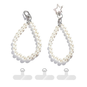 Oruiiju Chaîne de téléphone portable universelle,Bracelet de téléphone portable en perles，2 Pcs Bracelet Téléphone Perle Chaîne 