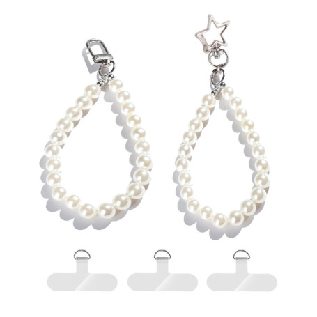 Oruiiju Chaîne de téléphone portable universelle,Bracelet de téléphone portable en perles，2 Pcs Bracelet Téléphone Perle Chaîne 