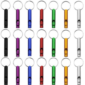 DOULEIN Sifflets de Survie d'urgence avec Porte-clés ，21 Pièces Aluminium Sifflet de Survie de Sécurité Sifflet Enfant pour Le S
